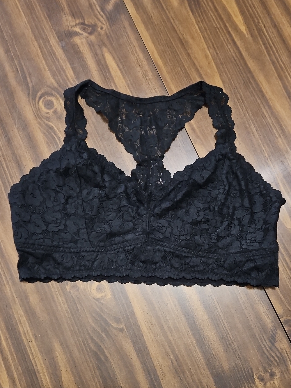 Floral Lace Racerback Bralette - Black